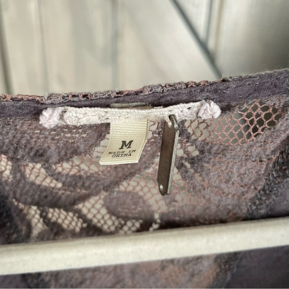 Gimmicks Lace Paisley Fairy Whimsy Top Blue gray brown purple M handkerchief - Picture 9 of 10